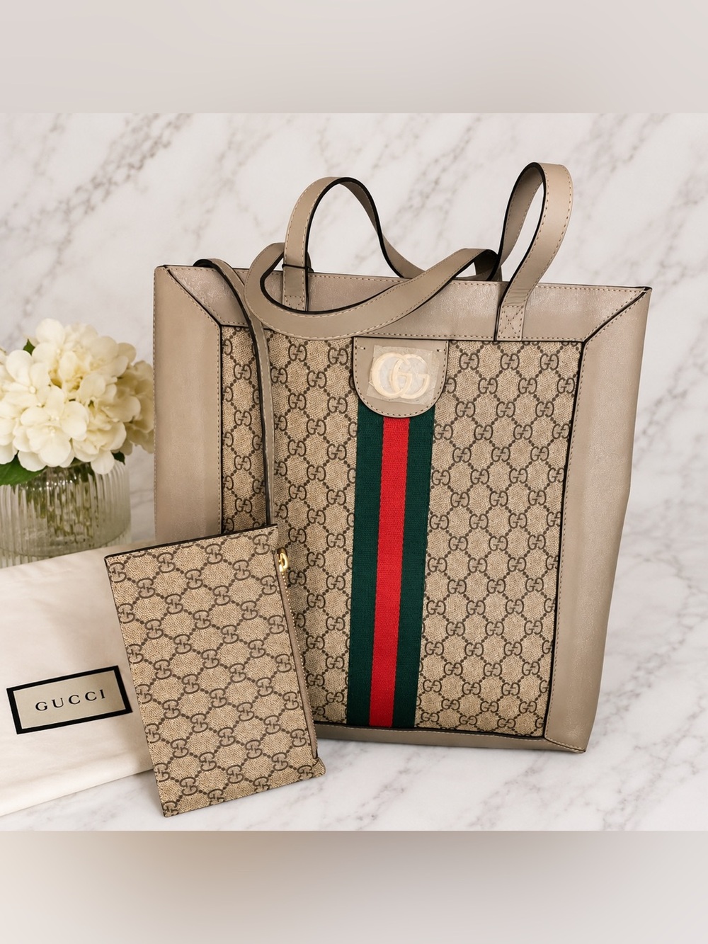 🆕 👜✨ GG Ophidia Medium Tote Bag with Matching Pouch 👝